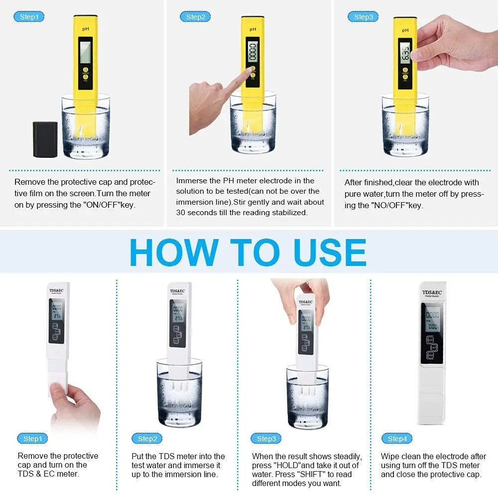 TDS Meter Digital Water Tester Digital 0-14 PH Meter